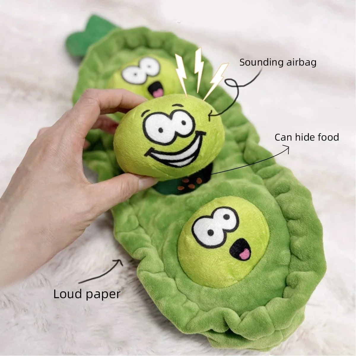 Pet Dog Snack Hiding Toys Relieve Boredom Interactive Doll  Pea Pods Sets Throwing Chasing Plush Toy Slow Food Smelling Pet Ball