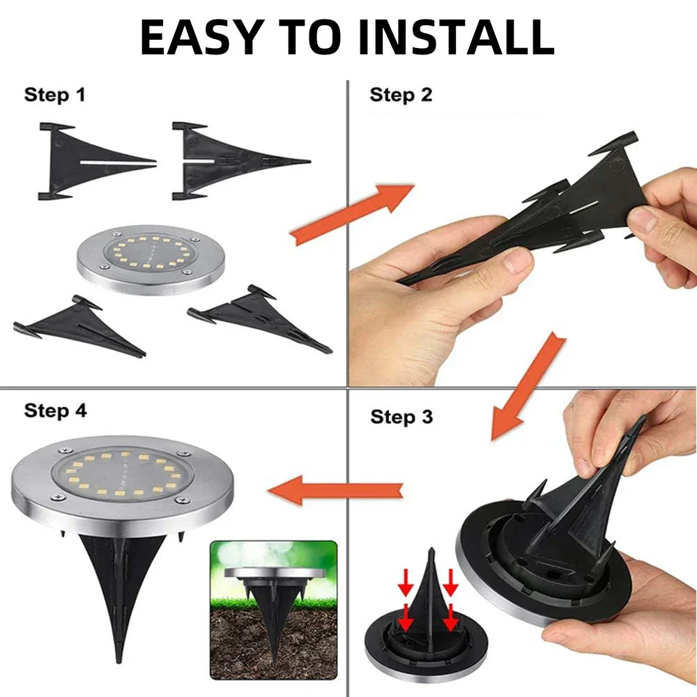 Outdoor Solar Landscape Lighting 16LEDs Solar Lawn Lights Waterproof For Garden Patio Pathway Yard Deck Driveway Walkway