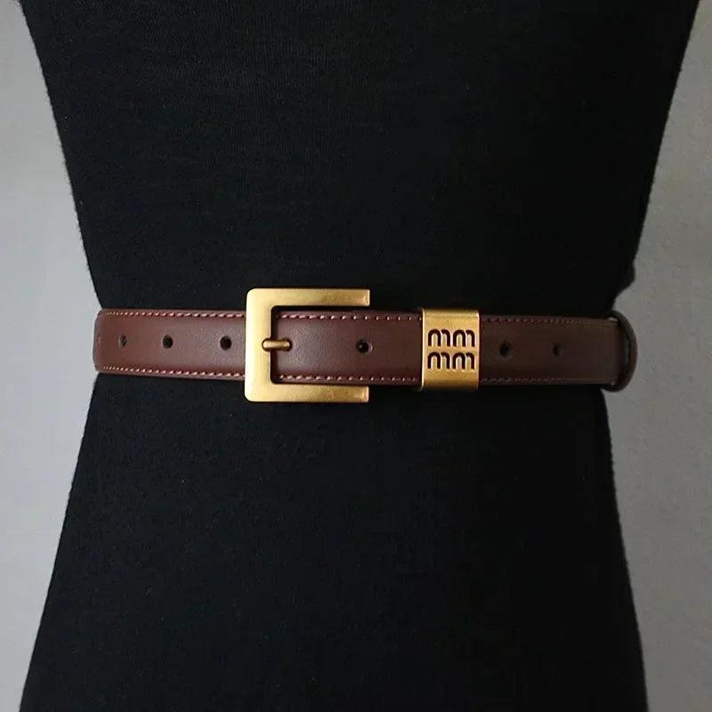 Genuine leather thin metal buckle belt for women |fashion waistband | jeans |casual dress | ladies | free size