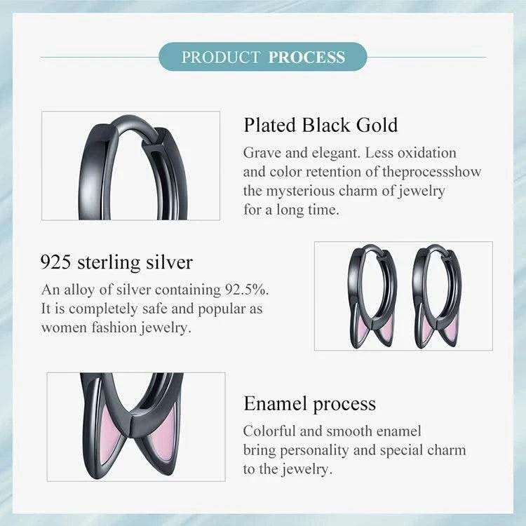 WOSTU Real 925 Sterling Silver Cat Ear Hoop Earrings For Women