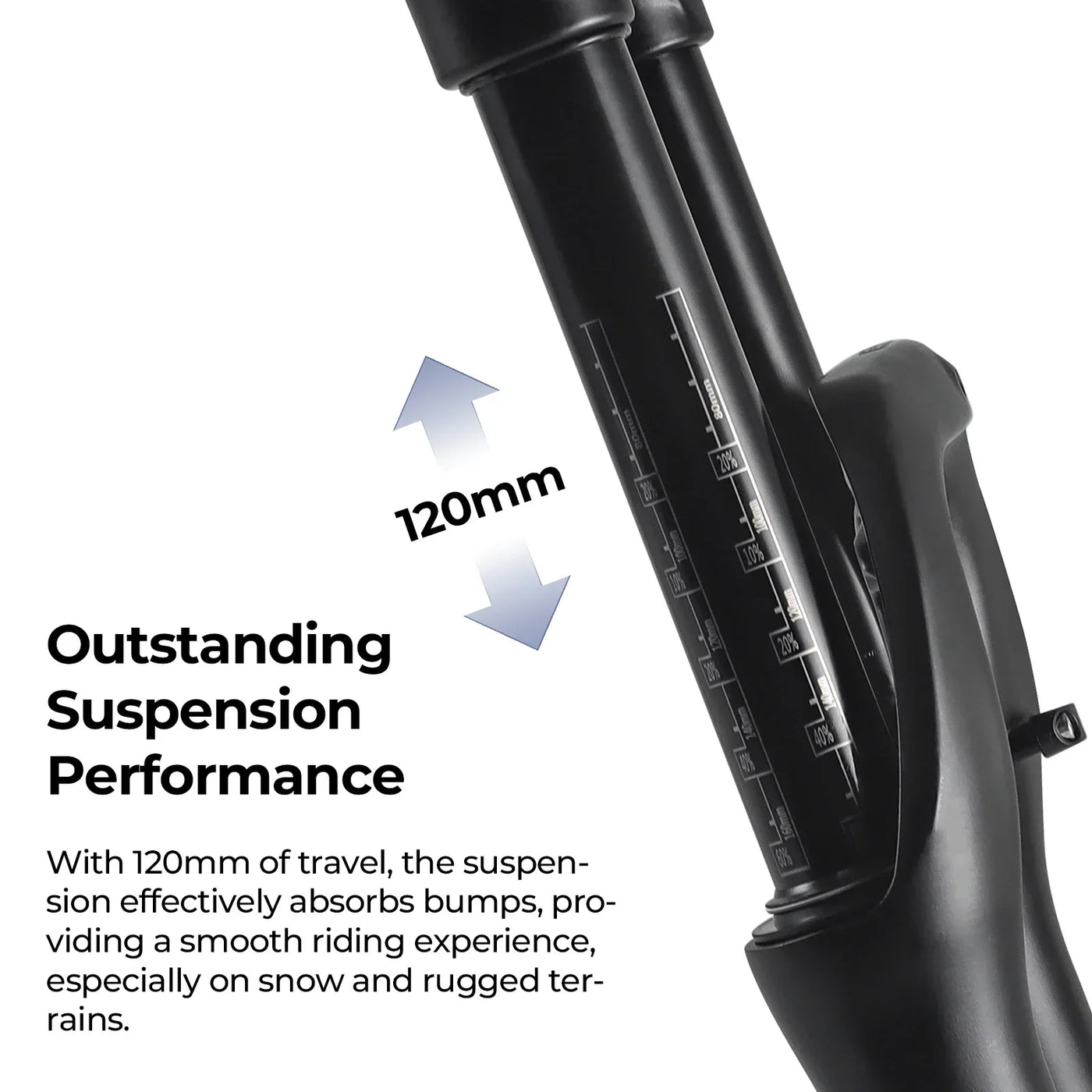 BOLANY Snow Bike Fat Front Fork 20x4.0 with Magnesium Alloy Hook 120mm Travel Air Suspension Compatible E-Bike Mountain Bike