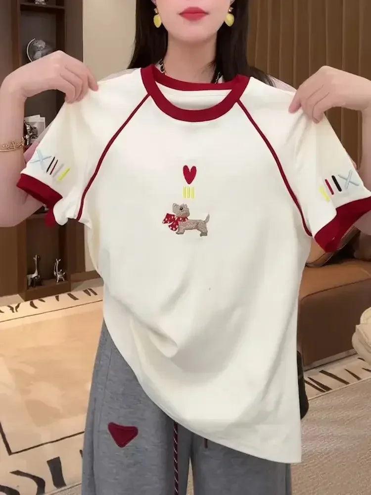 Women contrast short sleeve t-shirt
