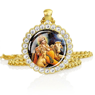 Hinduism Necklace Ganesha Goddess Kashmi Vishnu Rhinestone Pendant Shiva Amulet Charms Necklaces Women Indian Buddhism Jewelry