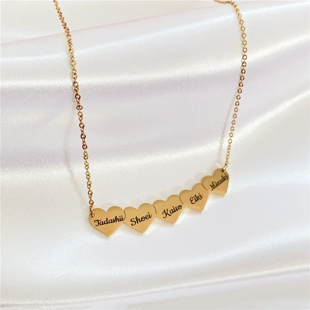 Engraved Customized Side ways Dainty Heart Pendant Necklace Personality Engraved Jewelry for Woman Girl Stainless Steel Gift