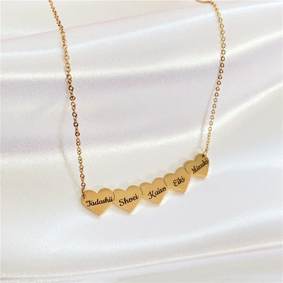 Engraved Customized Side ways Dainty Heart Pendant Necklace Personality Engraved Jewelry for Woman Girl Stainless Steel Gift