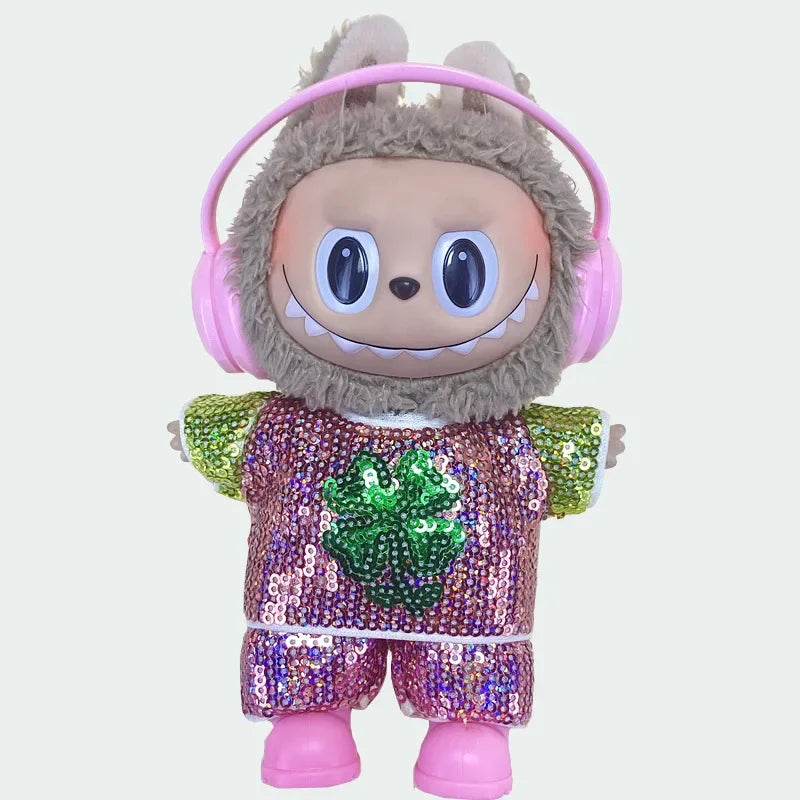For LABUBU Clothes Handmade Sequins, two-piece tops and trousers labubu accessories Headphones Shoes Accessories (no dolls)