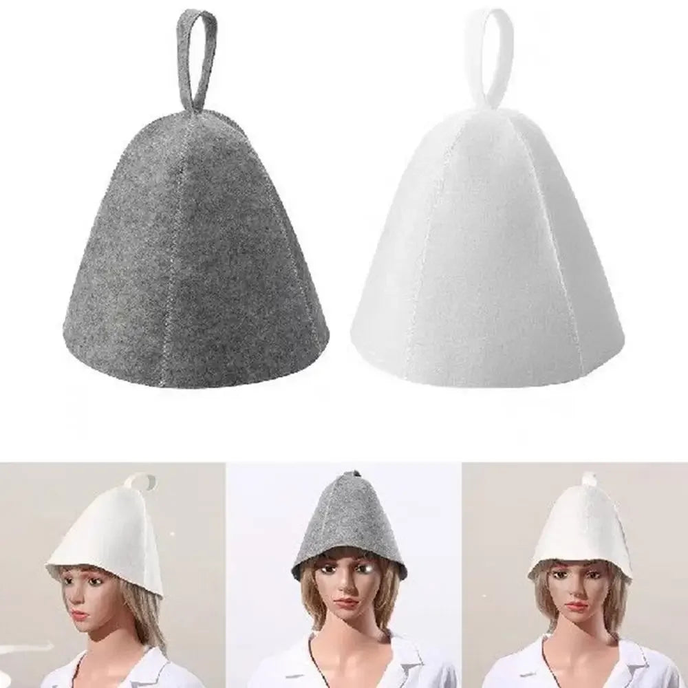 sauna Anti Heat Sauna Hat Thicken Wool Felt Shower Cap Women Men Steam Bath Shower Hair Turban Quickly Towel Drying Towel Hats