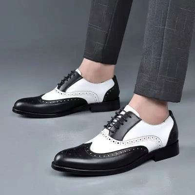 Retro Men's Oxford Shoes Fashion Block Carved Casual Shoes Social Shoes Male Business Dress Leather Shoe Zapatos Para Hombres