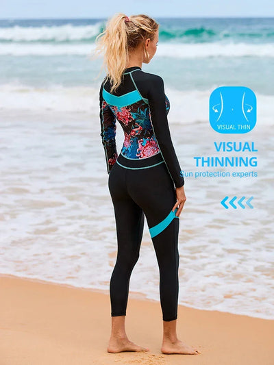 Women Thin Wetsuit Swimwear Female Diving Suit Snorkeling Beach Jellyfish Sunscreen Elastic Zipper Swimsuit Rash Guard