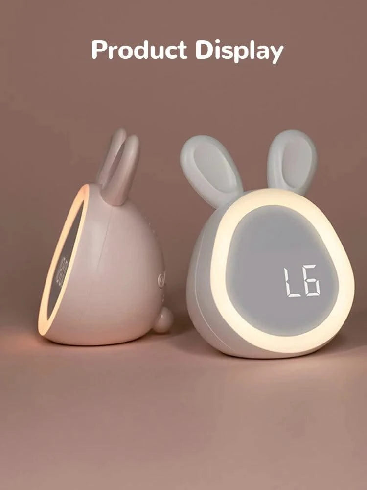 Kids Cute Rabbit Alarm Clock With Night Light Stepless Dimming Led Digital Alarm Clock For Boys Girls