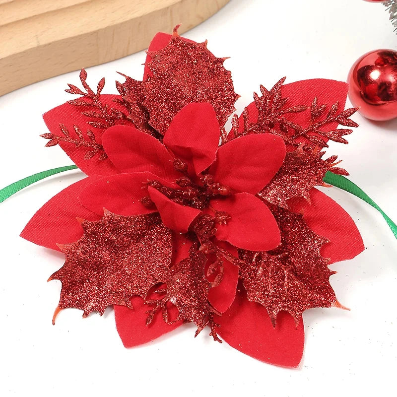 Merry Christmas Ornaments Christmas Tree Decorations for Home New Year Wedding Party Decor Artifical Flower Ornaments For New