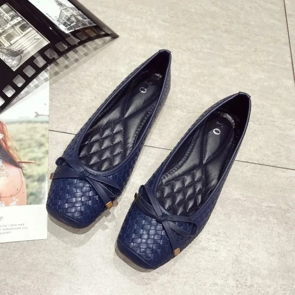 Elegant Ballet flats Women Shoes  Black Blue Plus Size 41 D061