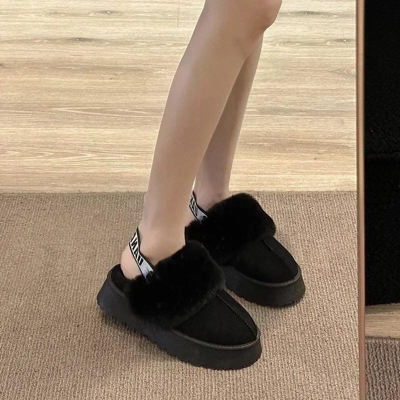 2024 new winter snow boots for women - fur lined with thick fleece and warm cotton