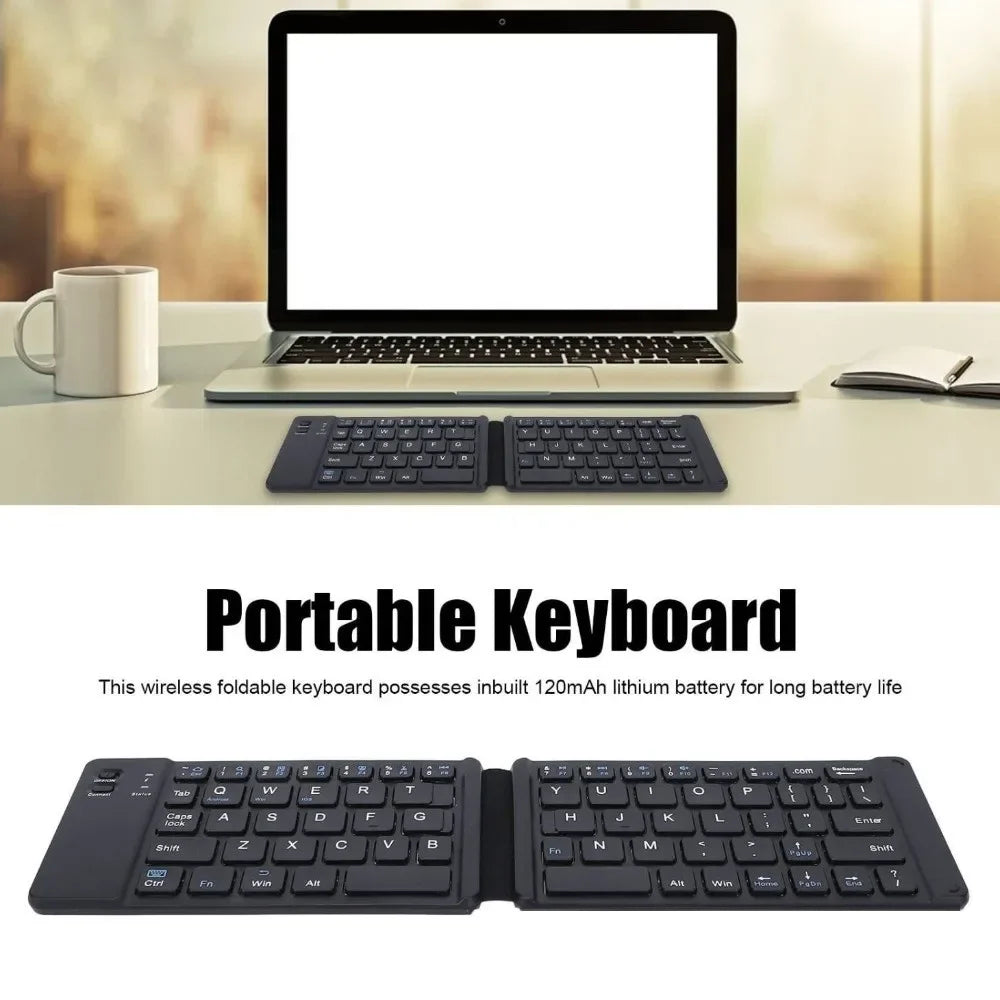 Mini Wireless Folding Keyboard Slim Design Lightweight Bluetooth Keyboard Universal Rechargeable Foldable Keyboard Notebook