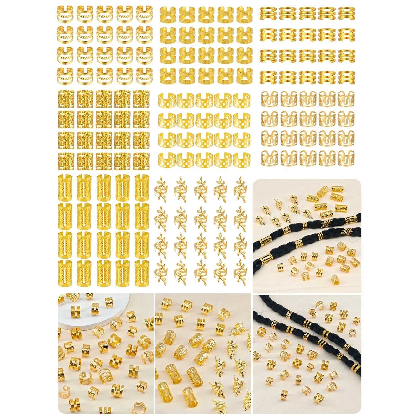 220pcs Hair Accessories, Loc Jewelry For Braids, Women's Hair Jewelry, Metal Hair Ring Cuff For Dreadlocks Accessories