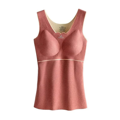 Thermal Underwear Velvet Vest Winter Women’s Solid Bottom with Chest Pad Camisole Slim Warm Sling Vest Female Thermal Underwear