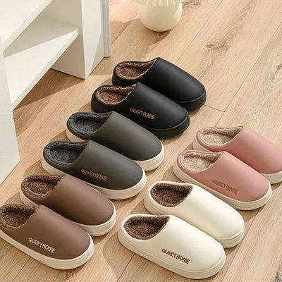 Indoor Home Comfort 2025 New Winter Slippers for Men & Women: Plush Warm Fleece Lining, Anti-Slip Thick Sole