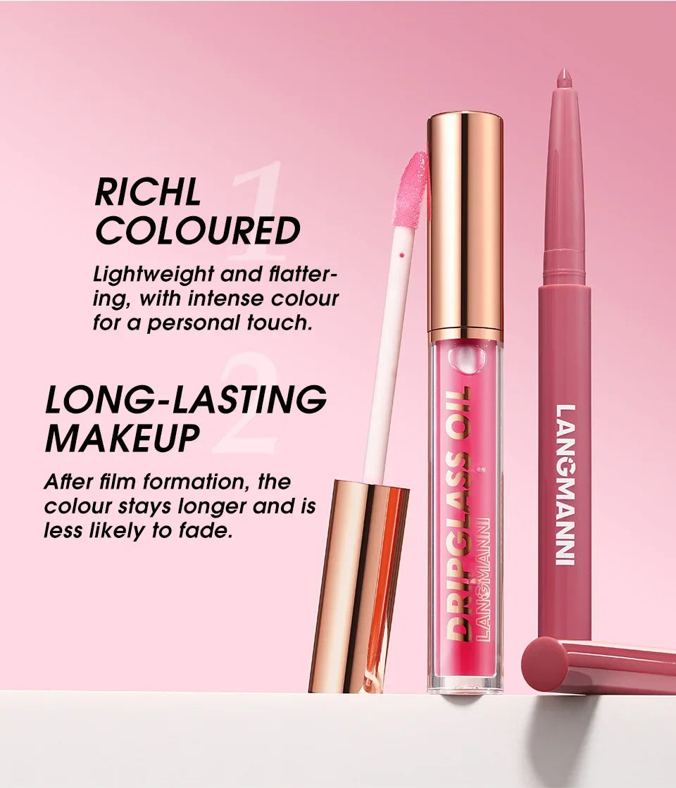 12PCS Retro Lip Set 6 Lipliner 6 Dripglass Oil Matte Shiny Long Lasting Makeup Kit Cosmetics Beauty Essentials