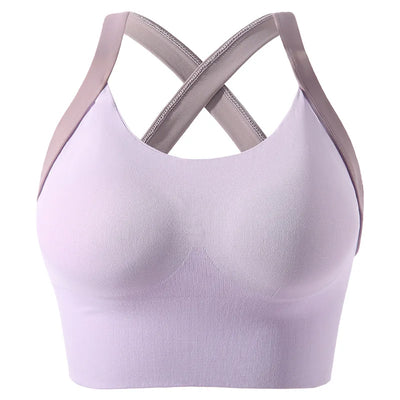 High Impact Sports Bras for Women Solid Color Underwear Gathered Without Steel Rings Sexy Suspender Running Back Brag