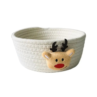Hand Woven Storage Basket Christmas Present Candy storage Baskets Cartoon Kids Toys Desktop Organizer Sundries Storage Box