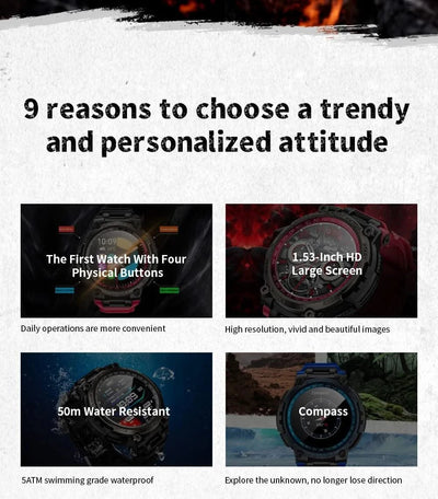 LOKMAT New ATTACK MAX Sport Rugged Smart Watch BT Calls Waterproof Military Smartwatches Heart Rate Monitor Fitness Tracker