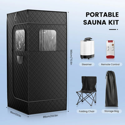 Portable Steam Sauna Tent Room with Steamer 1000W 2.6L Steam Generator Single Person Sauna for Relaxation Detox Home Spa