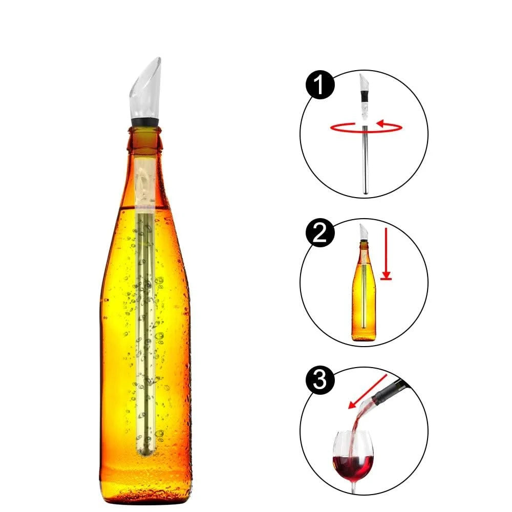 Rapid Iceless Wine Chilling Rod Stainless Steel Cooler Ice Chil Bar Wine Cooler Set Wine Bottle Cooler Stick Aerator Pourer
