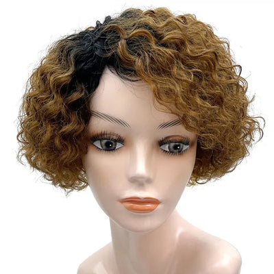 Short Kinky Curly Human Hair Wig Afro Short Wigs Pixie Cut Wig Human Hair No Lace Front Natural Brazilian Hair Wigs For Women
