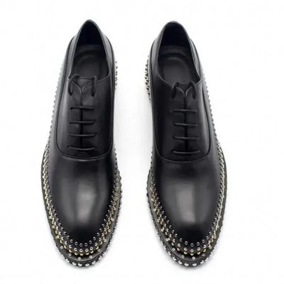 Handmade Rivets Brogue Shoes Wedding Dress Shoe Cow Genuine leather Men Oxfords  Plus Size 38-45