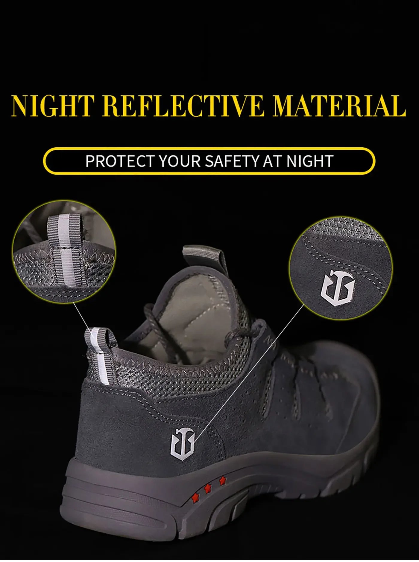 Men's safety shoes are impact resistant, puncture resistant, soft, comfortable, breathable, non slip, and lightweight work shoes
