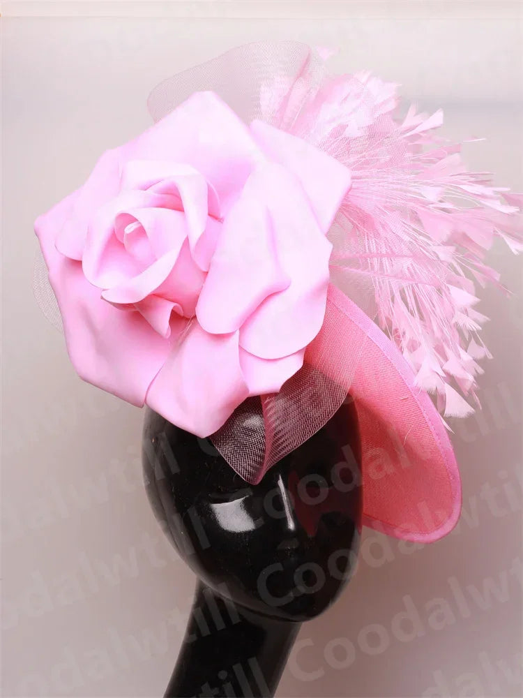 Royal Ascot Big Fascinator Derby Hat Women Kentucky Derby Headpiece Flower Wedding Fascinators Hats Hair Clip Ladies Chapeau