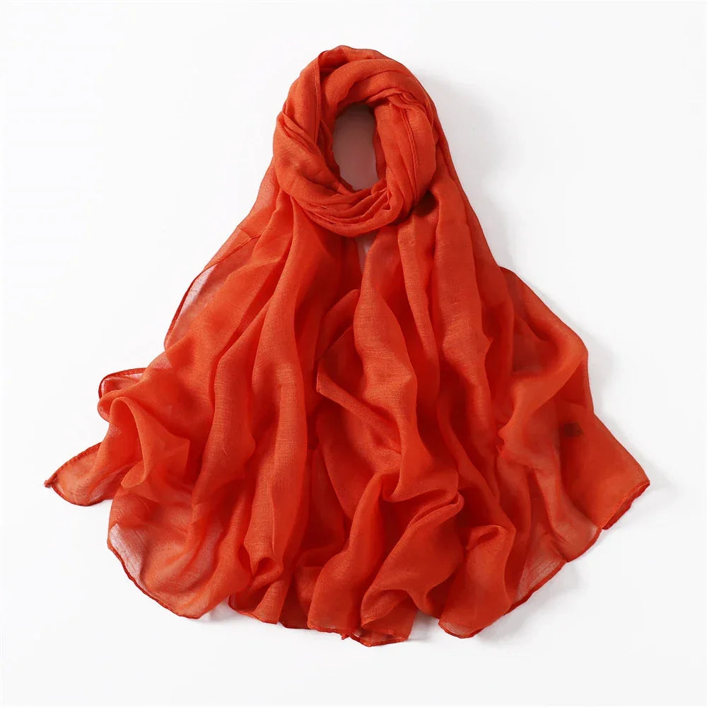 New Cotton Linen Scarf For Women Girls Students Autumn Classic Solid Color Scarves Retro Soft Foulard Viscose Female Wrap Shawls