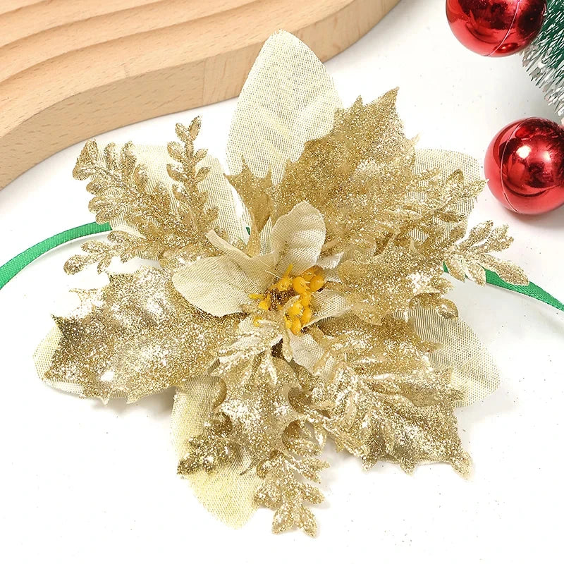 Merry Christmas Ornaments Christmas Tree Decorations for Home New Year Wedding Party Decor Artifical Flower Ornaments For New