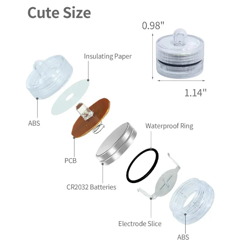 1 Pack Submersible LED Lights Waterproof Small Tealight Flameless Submersible Lights for Decor Vase Pool Pond Halloween Lantern