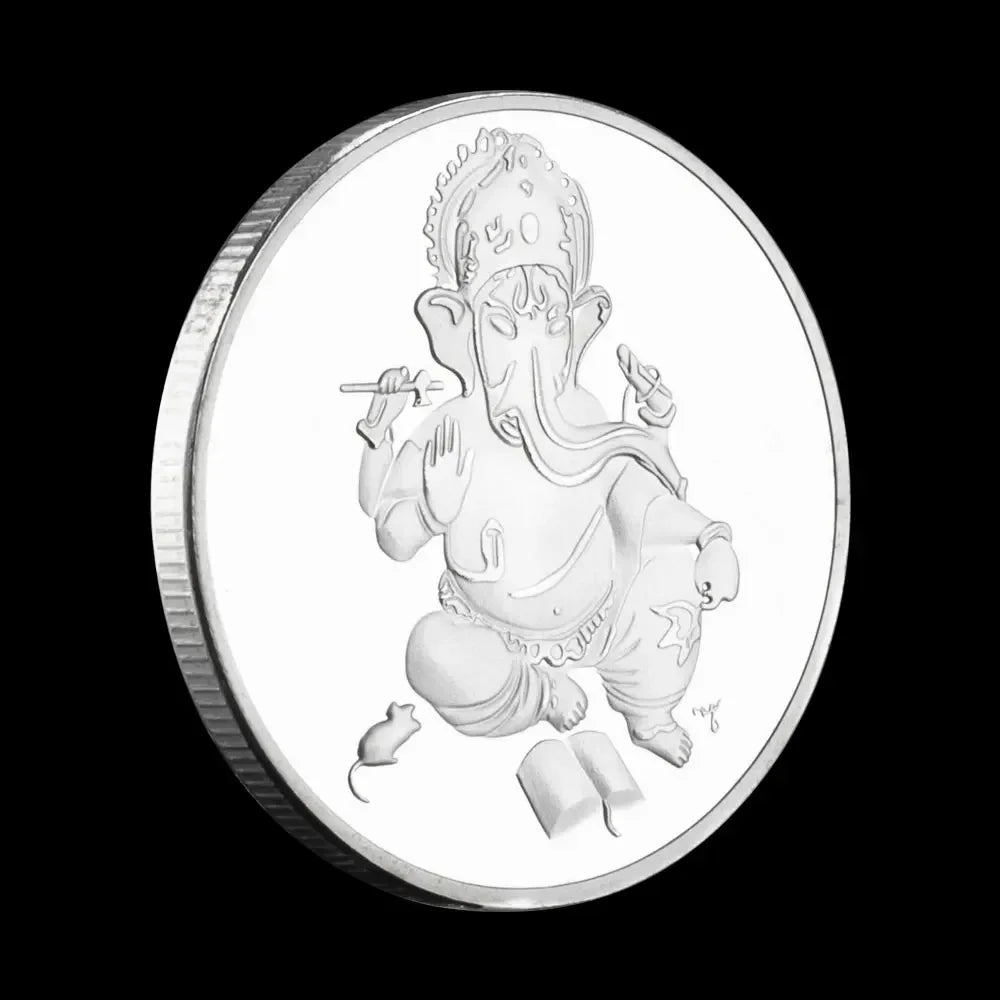 The Legend of Ganesha Collectible Souvenir Coin Basso-Relievo Silver Plated Coin Hinduism Commemorative Coin