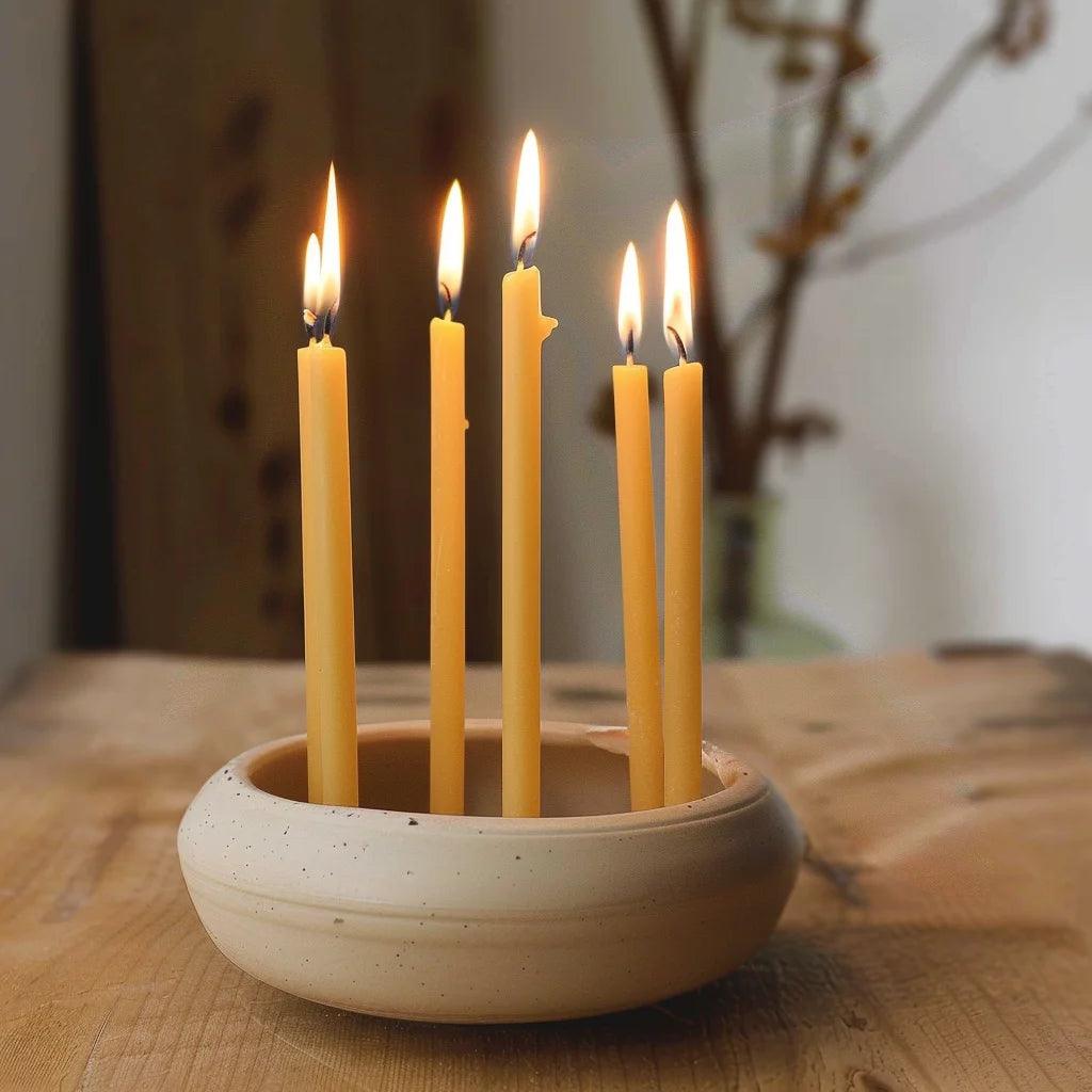 25pcs/1pack hanukkah candle natural beeswax chanukah candles thin taper honey for ritual birthday unscented