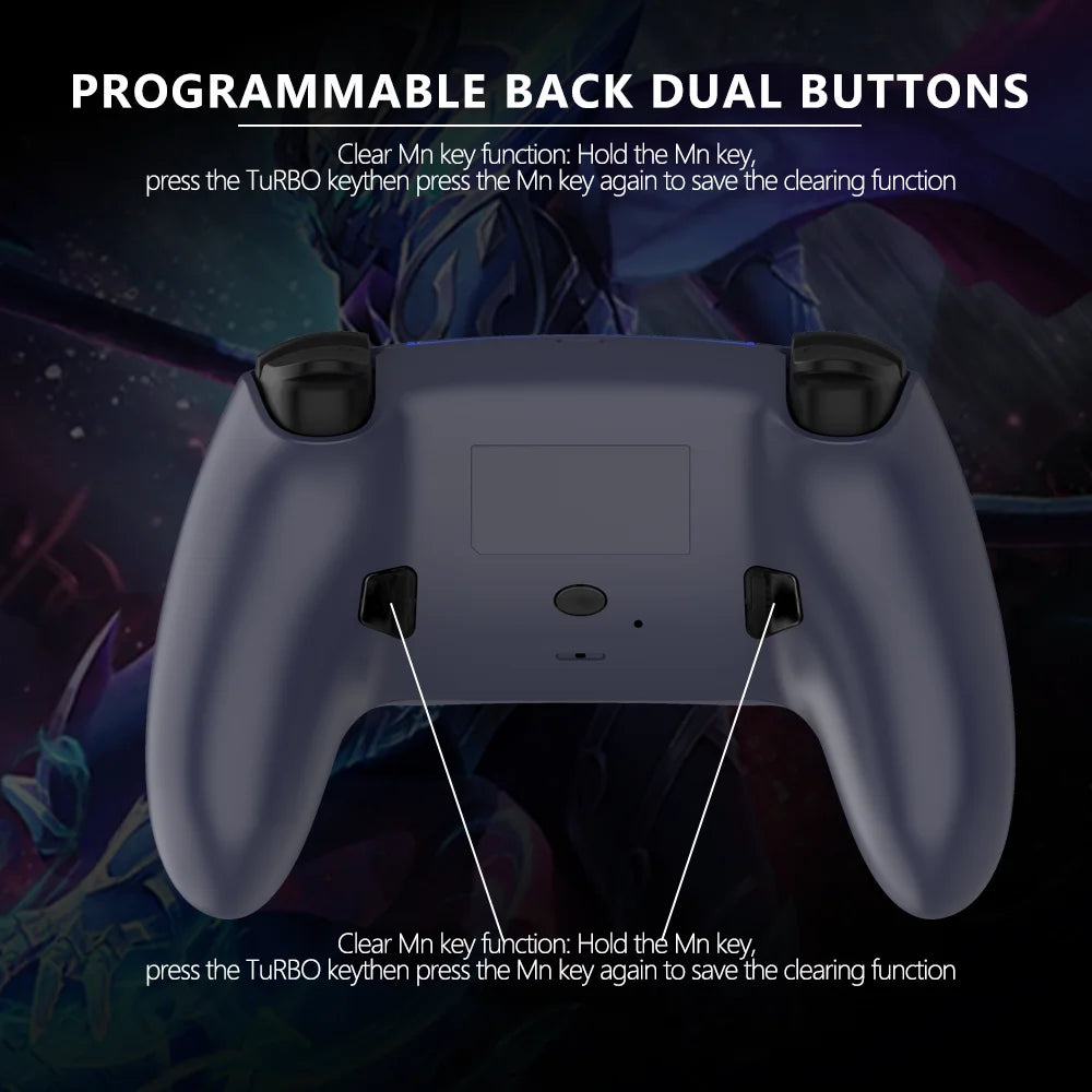 Wireless Gaming Controller for PS5/PC/Steam Deck Hall Effect Marco Dual Vibration 6-Axis Motion Contro Gamepad with Speaker