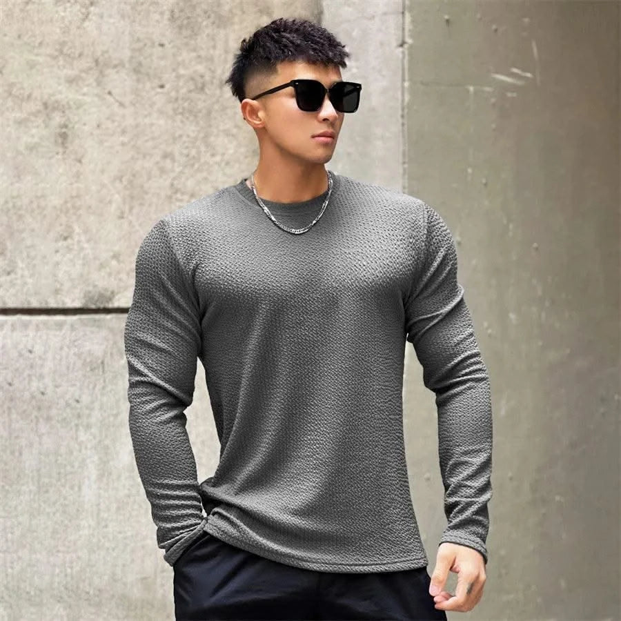 New Long Sleeve t shirt for Men Autumn Fashion Cotton Solid Color t-shirts Cozy Streetwear Men's t-shirt 3XL Baggy Korean Trendy
