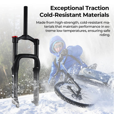 BOLANY Snow Bike Fat Front Fork 20x4.0 with Magnesium Alloy Hook 120mm Travel Air Suspension Compatible E-Bike Mountain Bike