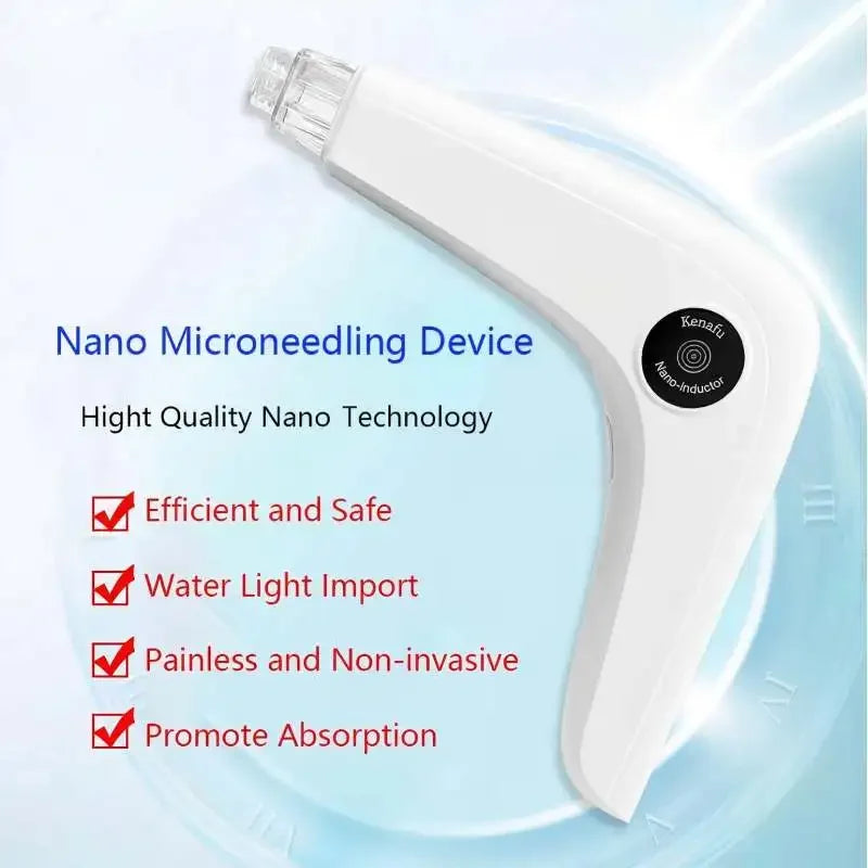 Nano Microneedling Pen Facial Skin Care Product Absorbs Device LED Light Photon Vibration Face Massager Mesogun Serum Applicator