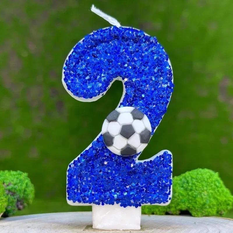 Blue football cake candle 0-9 number party decorative birthday decoration topper