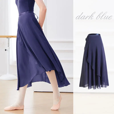 Ballet Skirts Women Long Chiffon Dance Skirt Fairy Chiffon Long Ballet Tutu Dress Dance Costumes Tie Up Dress