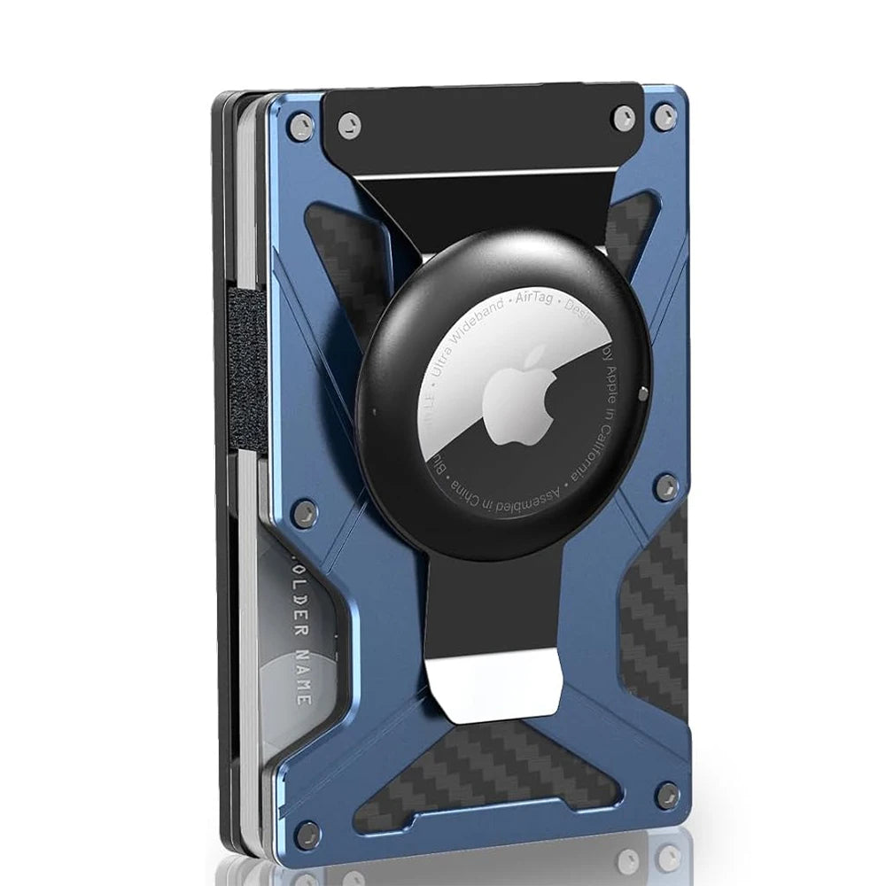 Mag Safe Wallet Money Clip, 2 in 1 Air Tag Holder and Money Clip, [With1 Magnetic Sheets], for Magnetic and Non-Magnetic Phones