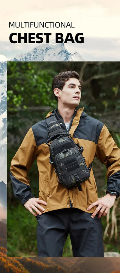 Men's Camping Chest Bag Tactical Sports Shoulder Outdoor Fanny Pack Hiking Climbing Cycling Fishing MOLLE System Sling Bags