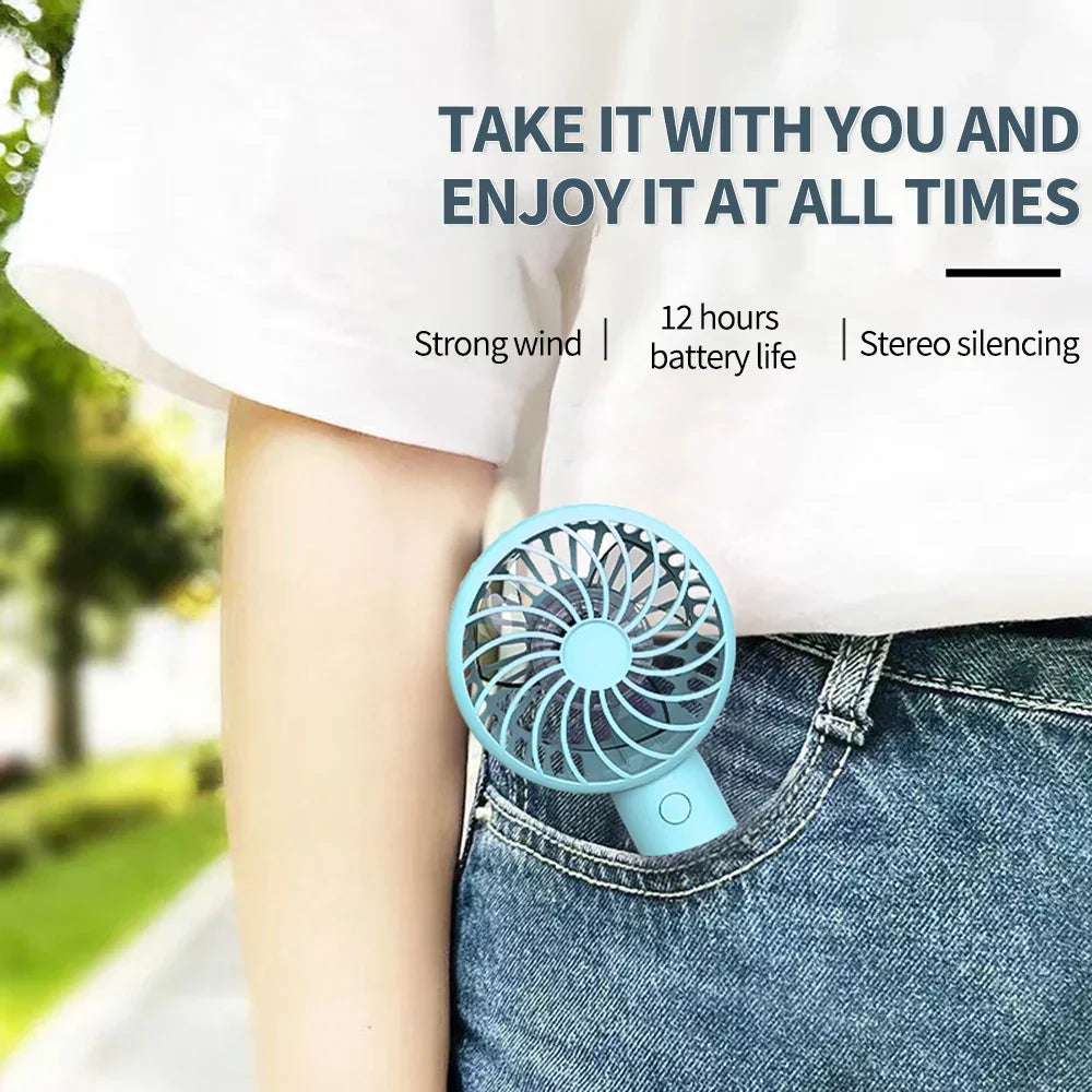 1200mAh Mini Portable FansHandheld USB Rechargeable Quiet Handheld FanAir cooler Outdoor Travel Hand Fans ventilation Fan