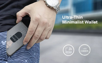 Minimalist Wallet For Men - Aluminum Slim Stretchable Belt Draw-Out Metal Wallet  , Holds up 15 Cards with Cash Strap,Card holde