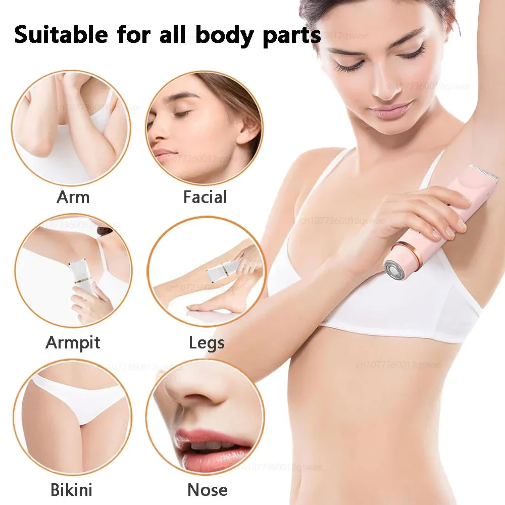 Electric Razor for Women Painless Women Mustache Electric Shaver for Leg Bikini Body Hair Trimmer Facial Epilator Hair Remover