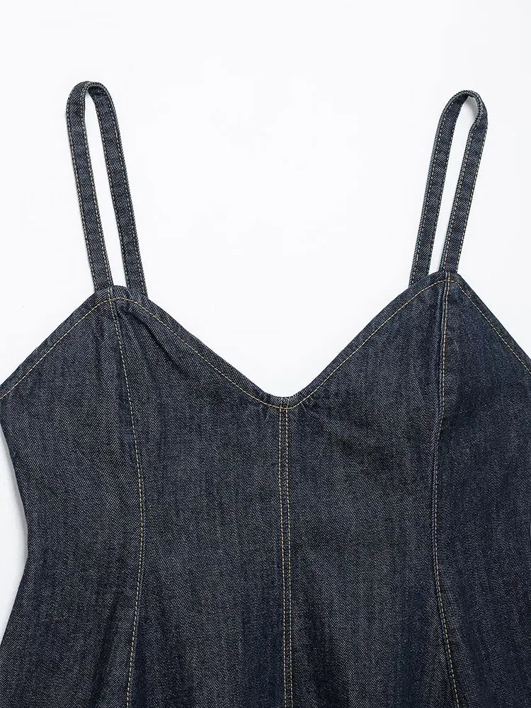Denim Pleated Sexy Tops for Women
