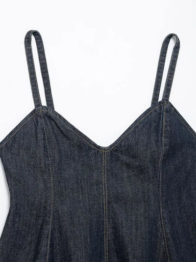 Denim Pleated Sexy Tops for Women