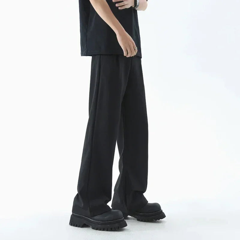 Men's Wide Leg Pants Thin Man Black Comfortable Pant Summer Casual Streetwear Loose Trouser Japanese 5XL Trendy Fashion